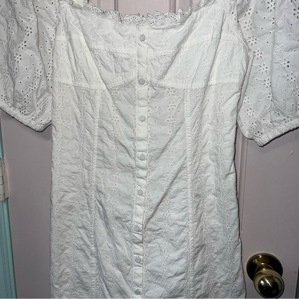 NWT GAP White Eyelet Mini Cotton Dress Small - Picture 5 of 12